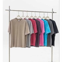 Camiseta de algodón puro de 285 g, estilo vintage, lavada, de gran tamaño, lisa, de la marca Hip Hop Cool Fashion, para hombre