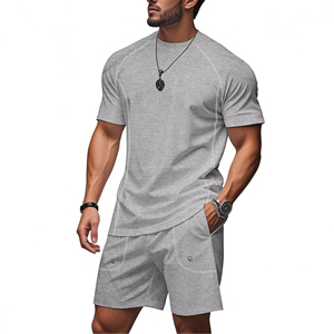 Conjunto Deportivo de Verano de 2 Piezas para Hombre, de Secado Rápido, Alta Elasticidad, Camiseta de Manga Corta y Pantalones Cortos para Entrenamiento, Precio de Fábrica - Product Image 2