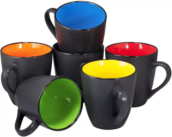 Set Of 6 Coffee Mug Sets, 16 Ounce Ceramic Coffee Mugs, Restaurant Coffee  Mug, Large Black Coffee Mug Set, Perfect For Coffee, Cappuccino, Tea,  Cocoa