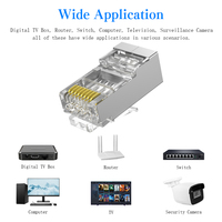 Fiche modulaire RJ45 en cuivre blindé Cat6 plaqué or mâle 8P8C extrémités connecteurs réseau UTP STP fils toronnés solides