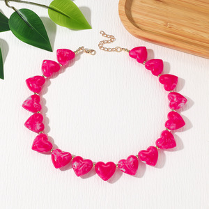 Collar con Colgante de Corazón Grande de Resina Estilo Boho para Mujer, Moda Exagerada, Regalo de San Valentín, Gargantilla Vintage para Suéter, Joyería <span class=keywords><strong>2026</strong></span> - Product Image 6