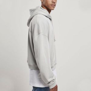 เสื้อฮู้ดดี้โอเวอร์ไซส์ผ้าคอตตอนถัก 100% ทรงหลวมไหล่ตก สไตล์สตรีทแวร์ ไซส์พลัส สำหรับผู้ชาย ฤดูใบไม้ร่วง - Product Image 2