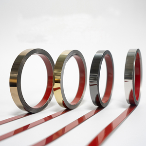 Черная титановая декоративная лента из нержавеющей стали, однолинейные плоские полосы из нержавеющей стали, клейкая металлическая декоративная плитка, отделка - Product Image 1