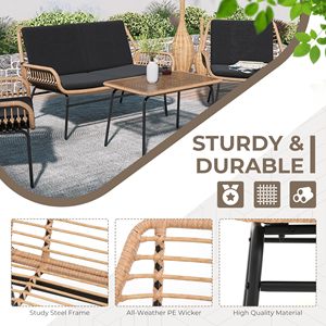 Dwoo High Quality <span class=keywords><strong>Garden</strong></span> All Weather Rattan Chair Juego de mesa de centro 4 piezas Juego de muebles de patio al aire libre - Product Image 3
