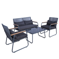 Uplion KD Design moderne Ensemble de meubles de patio extérieur en rotin 4pcs Canapé de jardin avec table en métal pour la salle à manger