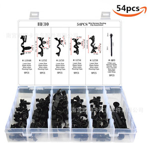 He10 54 piezas Clips de nailon para arnés de cables, abrazaderas universales para fijación de cableado automotriz - Product Image 1
