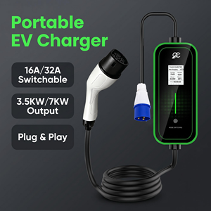 Cargador Portátil para Vehículos Eléctricos Tipo 2 Americano de 7kw, 60HZ, Enchufar y Usar, Corriente de Pantalla Ajustable de 6-32A - Product Image 1