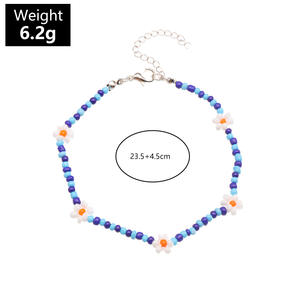 Bohème coloré fleur pendentif <span class=keywords><strong>pieds</strong></span> chaîne mode plage Style marguerite perlée bijoux bracelets de cheville pour les femmes - Product Image 6