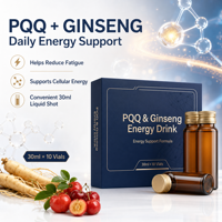 Boisson énergétique au PQQ et au ginseng 30 ml, complément alimentaire à marque privée pour soulager la fatigue et favoriser la vitalité