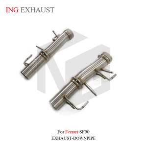 Tuyau d'<span class=keywords><strong>échappement</strong></span> droit avant en acier inoxydable ING de 1,5 <span class=keywords><strong>mm</strong></span> d'épaisseur <span class=keywords><strong>pour</strong></span> Ferrari SF90 2019 - Accessoires automobiles haute performance à haut débit - Product Image 2