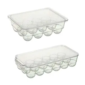 Hotselling Built-In Handle 12 Egg Storage Box Clear Refrigerator Deviled Egg Storage Drawer for Countertop