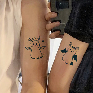 Tatuajes Temporales Semipermanentes de Diseño de Gato, 2 Semanas de Duración, a Base de Plantas Jagua, Transferibles con Agua, para Hombres y Mujeres - Product Image 1