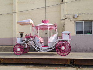 Chariot de mariage élégant en acier, modèle citrouille évidée, pour amoureux, traîné par des chevaux - Product Image 2