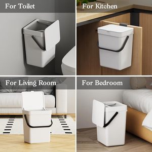 Poubelle murale de cuisine avec couvercle pour armoire, idéale pour la maison, les toilettes, la salle de bain et le salon - Product Image 5