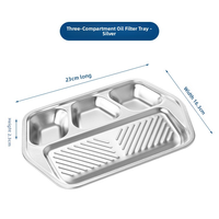 Plateau de drainage d'huile en acier inoxydable 304 écologique avec 3 compartiments à assaisonnements, filtre à graisse pour barbecue coréen, idéal pour restaurant