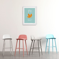 Tabouret de bar créatif nordique 60 cm, chaise haute en plastique, design moderne minimaliste, structure métallique, tabouret de comptoir à usage commercial