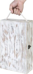 Junji hộp gỗ lưu trữ rượu vang đôi chai rượu vang Hộp Quà Tặng Đầu xử lý bản lề Nắp tàu sân bay với dây thừng xử lý - Product Image 6