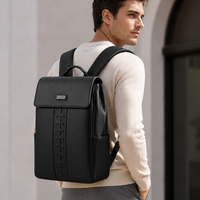 Sac à dos de voyage en cuir PU noir personnalisé, grande capacité, sac à dos pour ordinateur portable, sac à dos minimaliste décontracté pour l'école, pour hommes et femmes