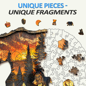 Rompecabezas de Madera con Forma de Oso y Atardecer en el Bosque, con Piezas Irregulares en Forma de Animales, Rompecabezas Artístico de Madera Único para Adultos y Niños - Product Image 2