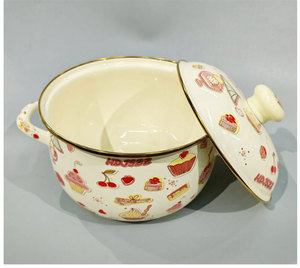 Cổ điển phong cách men súp cổ nồi men nắp cảm ứng nồi tương thích máy rửa chén an toàn bền vững thân thiện với môi nhà cắm trại - Product Image 4