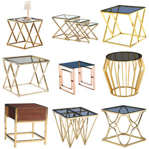 Tavolino Laterale di <span class=keywords><strong>Design</strong></span> Nordico, Lussuoso <span class=keywords><strong>Tavolo</strong></span> <span class=keywords><strong>Rotondo</strong></span>/Diamante in Metallo e <span class=keywords><strong>Vetro</strong></span> con Base Oro/Argento, Arredamento Interno - Product Image 6