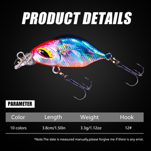 เหยื่อปลอมแบบ Crankbait ขนาด 3.8 ซม. น้ำหนัก 3.3 กรัม เหยื่อตกปลาแบบ Wobbler - Product Image 2
