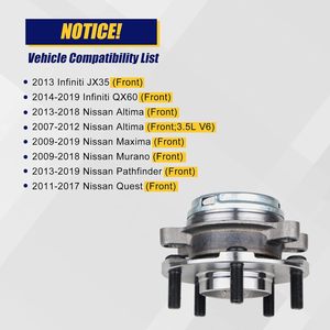 Ensemble moyeu et roulement de roue avant KUSATEC 513296 pour Nissan Altima Maxima Murano 2007-2019 - Product Image 2