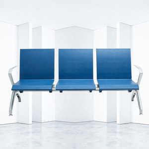 Banco de espera para hospital Bao Xian L319F, silla de aluminio azul con pasamanos, asiento público para descanso - Product Image 1