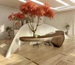 Fiberglass Business Center Reception Desk Luxury Front Desk Art Shape for Building Public Lobby - Product Image 3