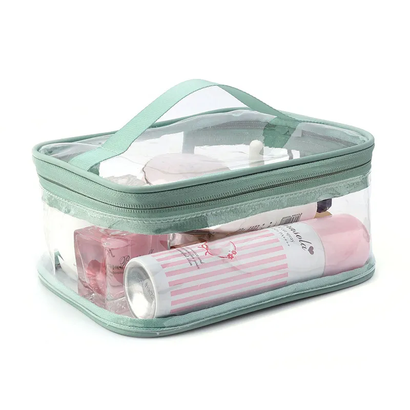 Transparent High-capacity Comfortable Fabric Travel Waterproof PVC Cosmetic Makeup Bag Pouch Portable Travel Storage Pouch