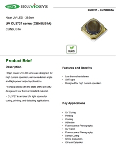 El mejor precio: 365nm, 367nm, 420nm, Smd, SEÚL, VIOSYS, Chip Led para antorcha UV - Product Image 2