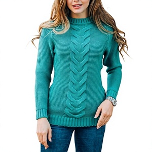 Suéter de Invierno de Alta Calidad Personalizable para Mujer, Manga Larga, Casual, 100% Algodón, Patrón 3D, 300 GSM, Cuello Alto, BD - Product Image 2