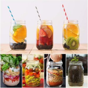 Pot en verre avec couvercle en étain, pot rond transparent de 480ml 16oz avec couvercle vis - Product Image 6