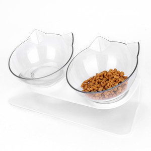 Venda quente Duplo PC + ABS Gato Forma Pet Alimentação Tigelas Personalizado 15 Graus Incline Elevado Dog Bowl - Product Image 5