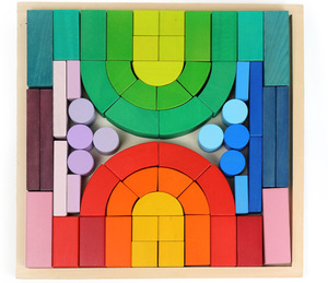 Jeu d'empilage de blocs <span class=keywords><strong>en</strong></span> bois arc-<span class=keywords><strong>en</strong></span>-ciel, pont <span class=keywords><strong>en</strong></span> arc coloré, jouet éducatif pour enfants, éducation précoce - Product Image 6