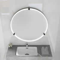 Miroir de salle de bain LED sans cadre avec clous métalliques décoratifs, interrupteur tactile moderne, fixation murale, écologique, résistant à l'eau et anti-explosion