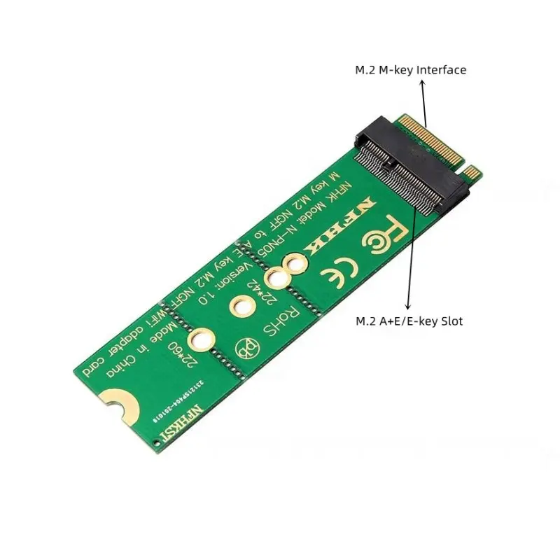 NGFF M.2 A + e-anahtar yuvası kablosuz WIFI modülü için M.2 m-anahtar ağ adaptör kartı