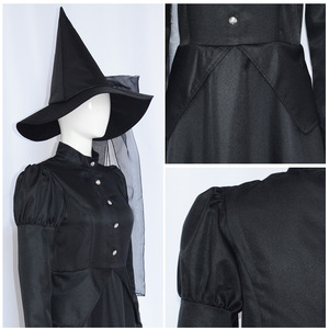 Costume de sorcière méchante tendance pour femme adulte, robe longue avec chapeau, déguisement d'Halloween, costumes de films et de séries TV - Product Image 5