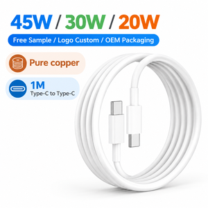 Câble USB Type-C vers Type-C en cuivre pur 45W 25W à charge rapide PD, en nylon, pour ordinateurs et téléphones mobiles, échantillon gratuit, étiquette personnalisée - Product Image 1