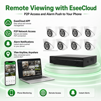 Sistema de Vigilancia Wistino PoE con Cámara IP de 8 Canales, Almacenamiento en la Nube Micro SD, Visión Nocturna en Color, Detección de Movimiento, Alarma, Sistema CCTV para Granjas