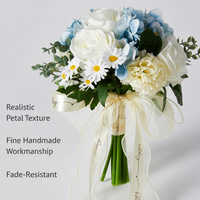 Bouquet de mariée rustique avec fleurs artificielles en rose, poignée en toile de jute, pour mariage en plein air, séance photo, décoration de mariage