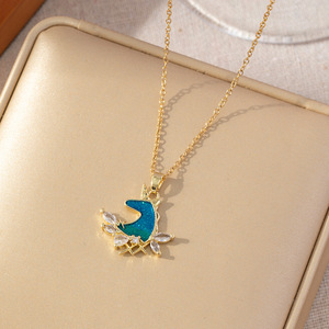 Collane di moda Bling Choker con chiaro Zirconia cubica delicate rame smalto unicorno collana per ragazza - Product Image 6