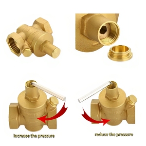 Valvola Manuale in Ottone per la Riduzione della Pressione dell'Acqua, Regolatore di Pressione Media Regolabile per Sistemi di Approvvigionamento Idrico Residenziali/Commerciali - Product Image 2