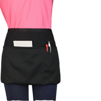 Tablier de Serveur Personnalisé Uni Lavable et Réutilisable en Polyester Noir avec 3 Poches pour Restaurant, Hôtel, Uniforme Professionnel – Vente en Gros