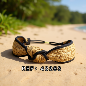 Diadema de Paja con Diseño de Nudo Ajustable para Mujer, Accesorio de Moda de Verano - Product Image 3