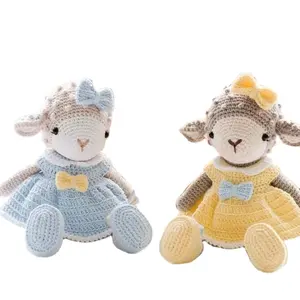 Hot Sale Customized Handmade Crocheted Couple Sheep For Kids Gift