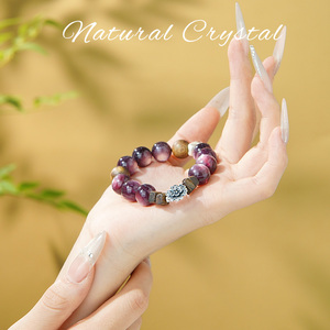 สร้อยข้อมือหินธรรมชาติคุณภาพสูงขนาด 10 มม. ประดับด้วยหินออบซิเดียนและไทเกอร์อาย รูปสิงโต สำหรับผู้ชาย - Product Image 2