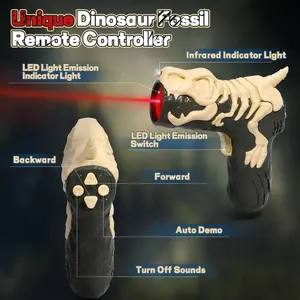 Venda quente Controle Remoto Dinossauro Brinquedos para Meninos, 2 em 1 Luz Perseguindo Elétrica RC Andando Robô Dinossauro W/Luz e Som