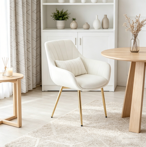 Silla de Escritorio de Lujo <span class=keywords><strong>con</strong></span> Tapizado de Terciopelo, Almohada Lumbar Extraíble y <span class=keywords><strong>Base</strong></span> Dorada, Respaldo Acolchado Vertical, <span class=keywords><strong>Ruedas</strong></span> Silenciosas para Dormitorio o Maquillaje - Product Image 1