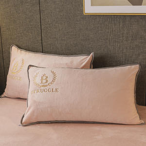 बेडडिंग सेट अनुकूलित ठोस दूध मखमली कढ़ाई बोडेड बेड शीट मोटी गर्म फ्लैनेल चार टुकड़ा ऑनलाइन शॉपिंग - Product Image 3